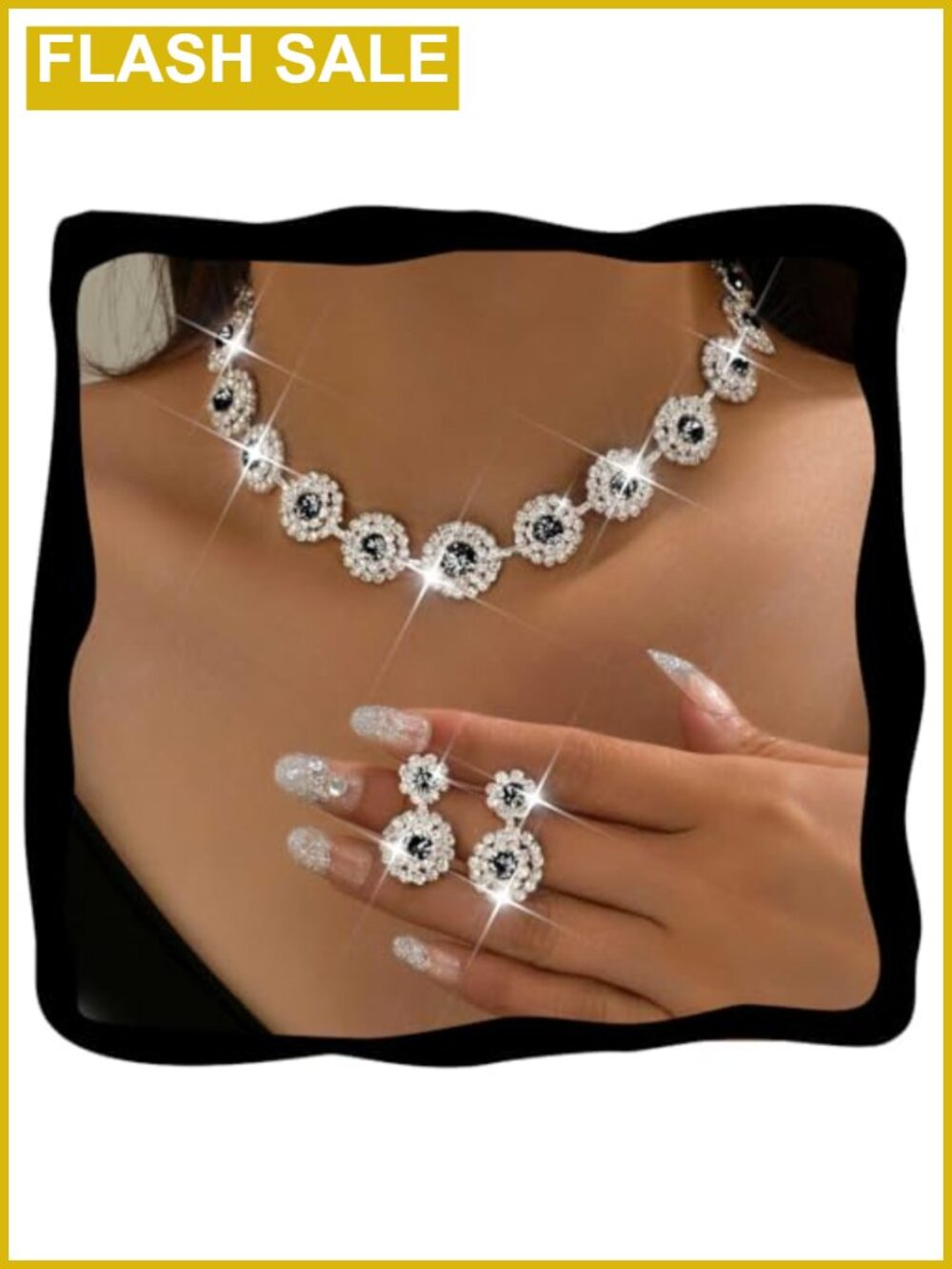 Bridal Wedding Jewelry Set Crystal Rhinestone Necklace Earrings Formal Costume